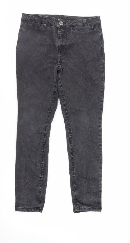 Per Una Womens Grey Cotton Skinny Jeans Size 10 L27 in Regular Zip