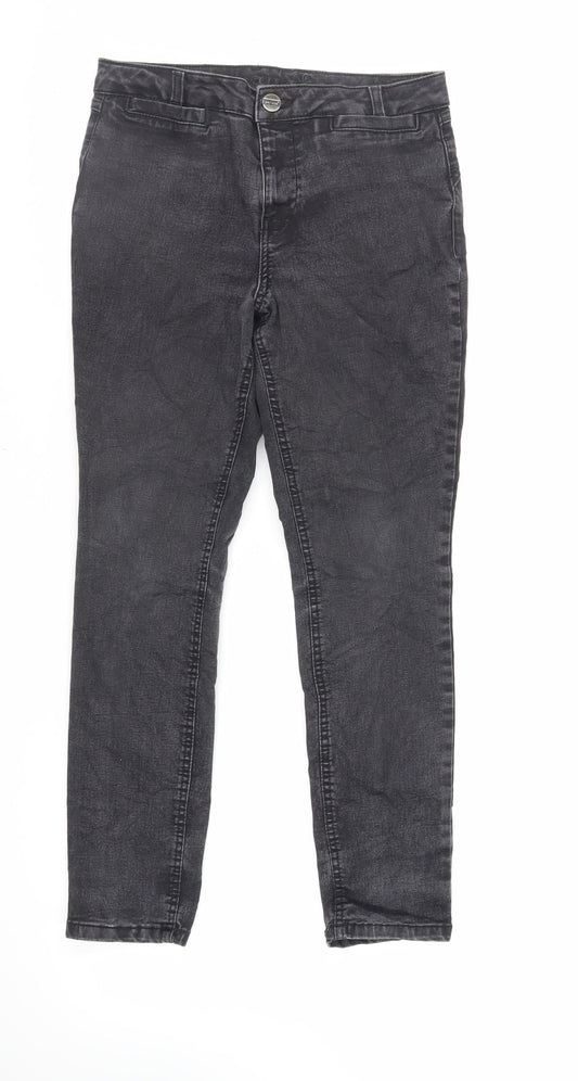 Per Una Womens Grey Cotton Skinny Jeans Size 10 L27 in Regular Zip