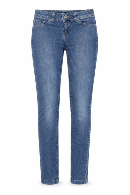 Front view of Crew Clothing Blue Cotton Skinny Jeans, size 27, in, 30-inch leg Regular Zip