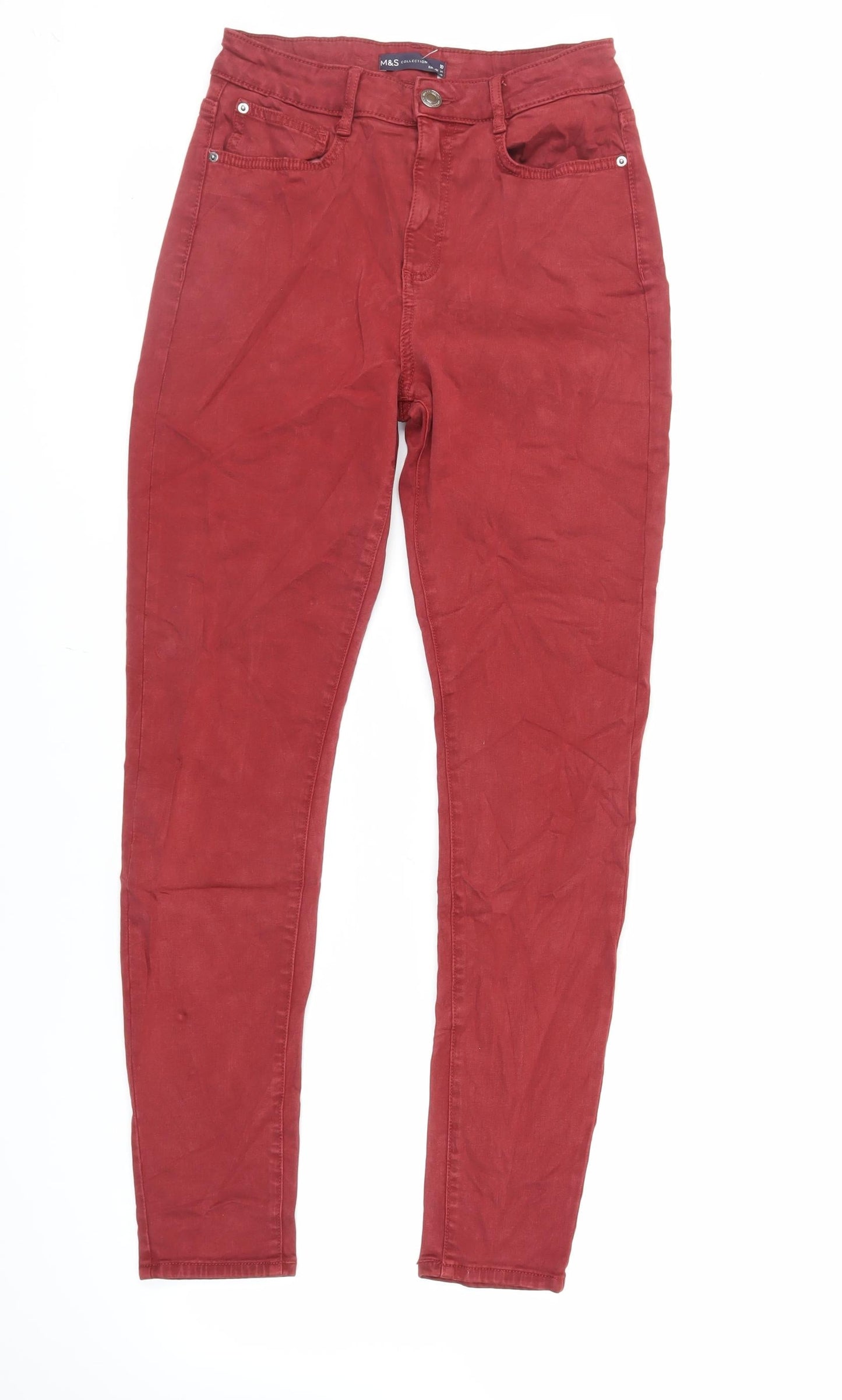 Womens UK Size 10 Marks and Spencer Regular Fit Skinny Red Jeans