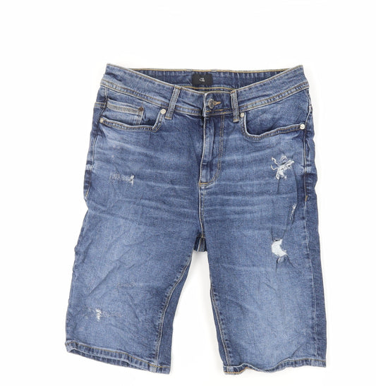 River Island Mens Blue Cotton Chino Shorts Size 28 in L11 in Regular Zip - Skinny