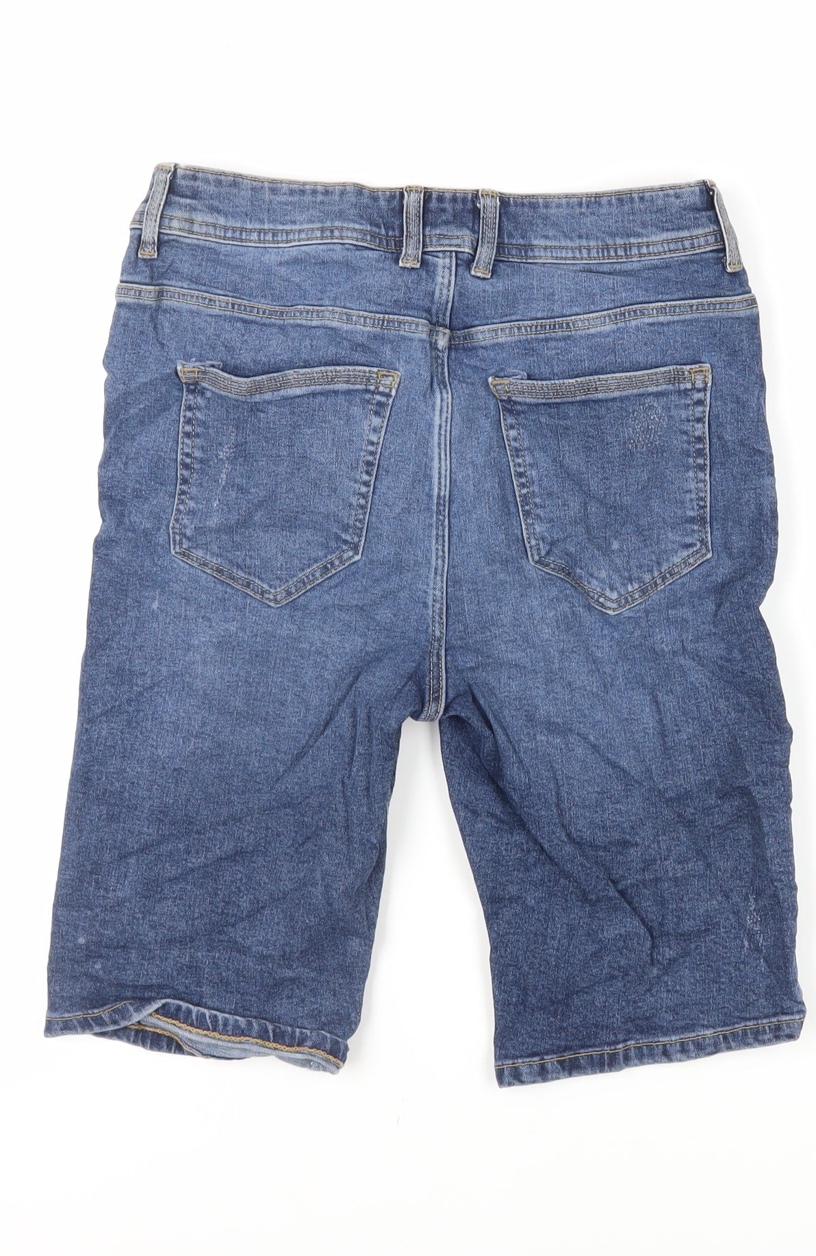 River Island Mens Blue Cotton Chino Shorts Size 28 in L11 in Regular Zip - Skinny