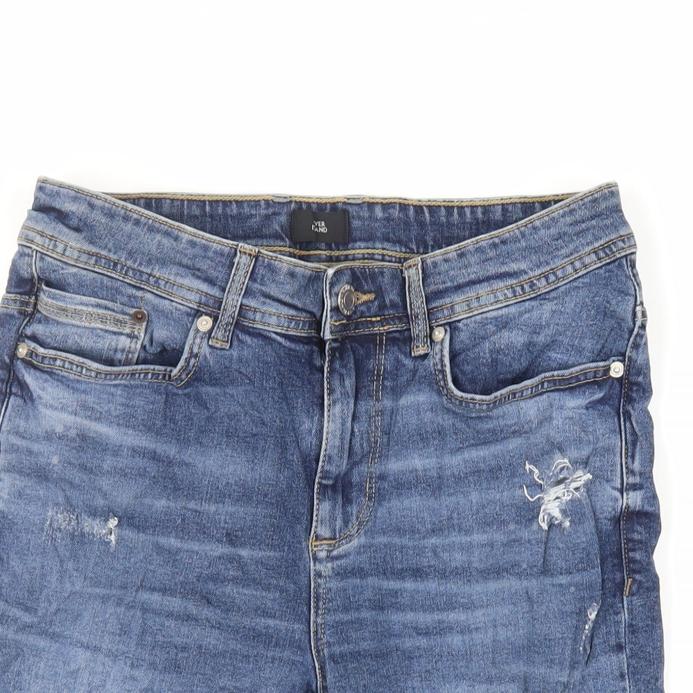 River Island Mens Blue Cotton Chino Shorts Size 28 in L11 in Regular Zip - Skinny