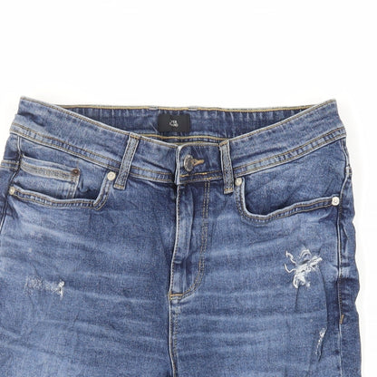 River Island Mens Blue Cotton Chino Shorts Size 28 in L11 in Regular Zip - Skinny