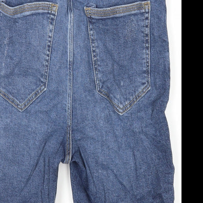 River Island Mens Blue Cotton Chino Shorts Size 28 in L11 in Regular Zip - Skinny