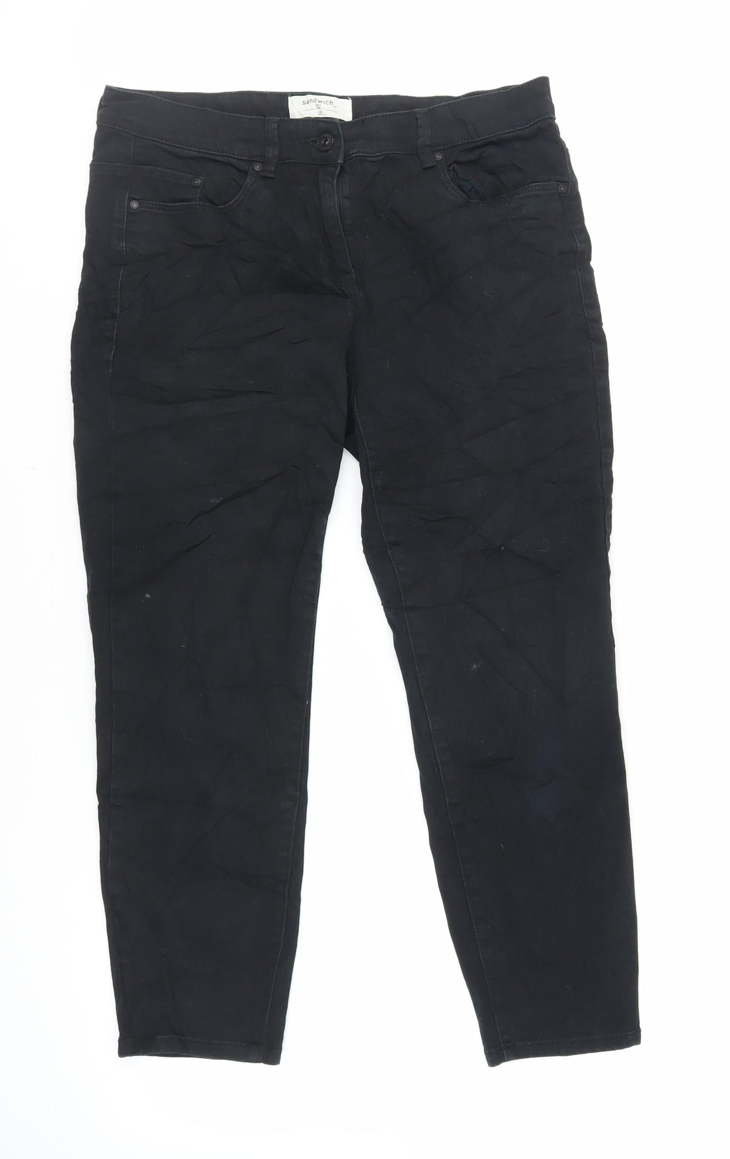 Sandwich Womens Black Cotton Cropped Jeans Size 10 L25 in Regular Zip