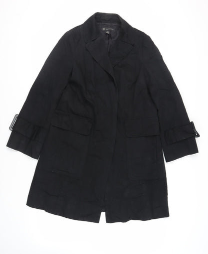 INC International Concepts Womens Black Trench Coat Coat Size M Button