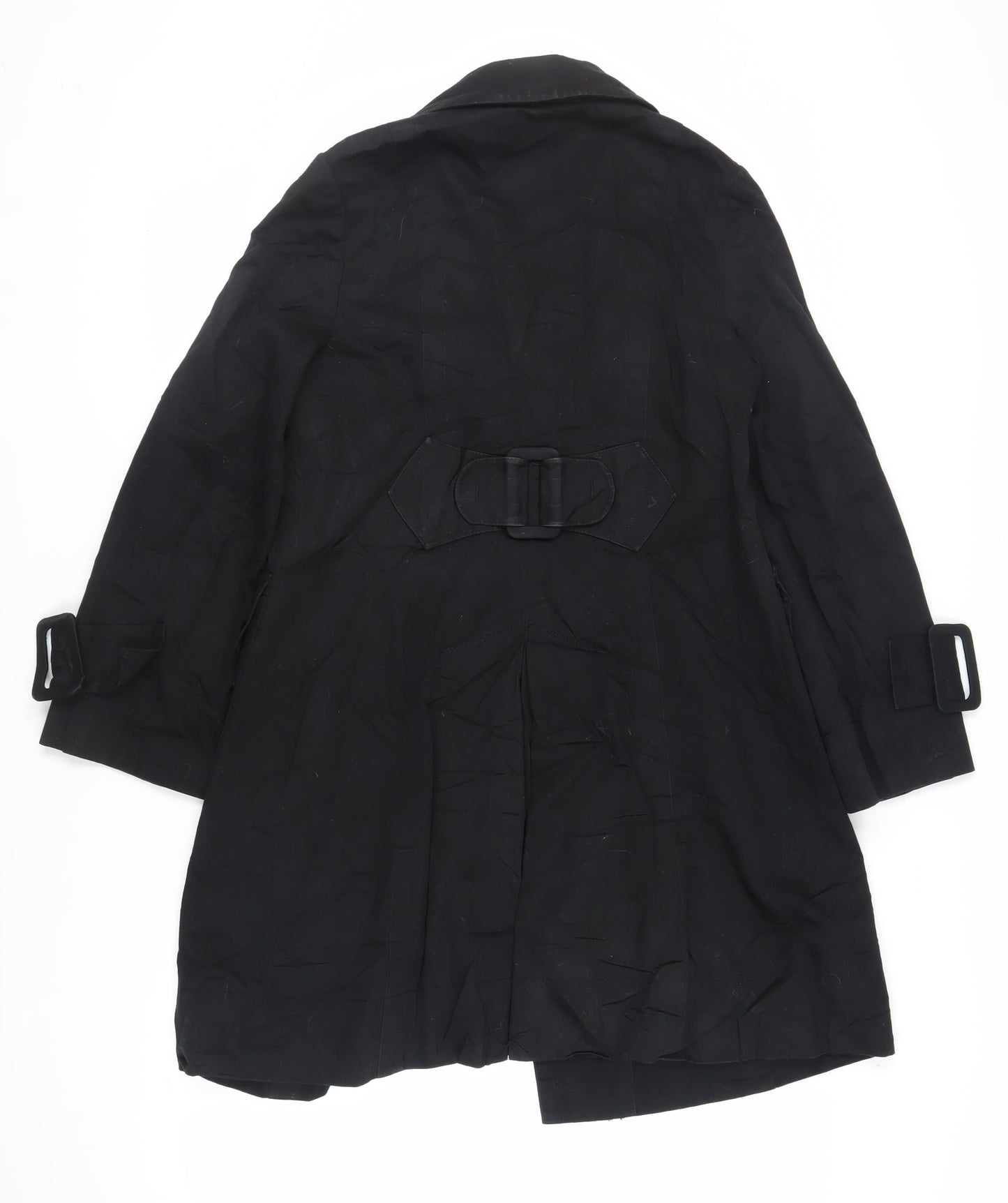 INC International Concepts Womens Black Trench Coat Coat Size M Button