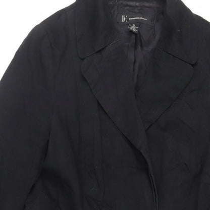 INC International Concepts Womens Black Trench Coat Coat Size M Button