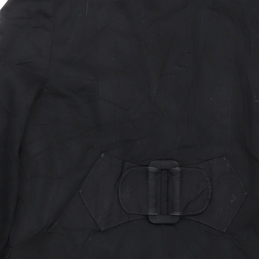 INC International Concepts Womens Black Trench Coat Coat Size M Button