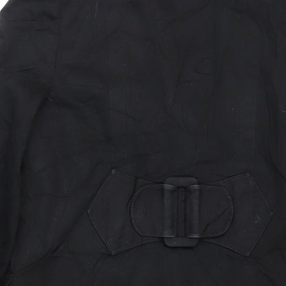 INC International Concepts Womens Black Trench Coat Coat Size M Button