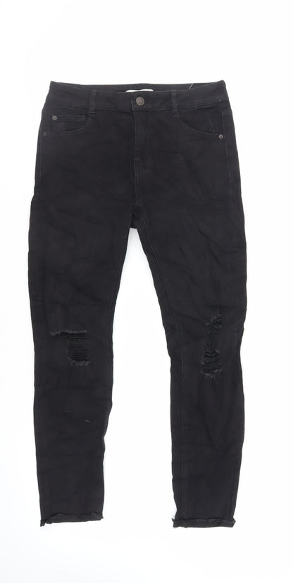 Pull&Bear Womens Black Cotton Skinny Jeans Size 10 L26 in Regular Zip