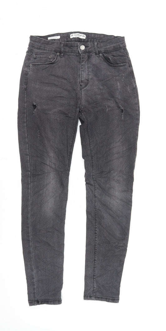 Pull&Bear Womens Grey Cotton Skinny Jeans Size 10 L28 in Regular Zip
