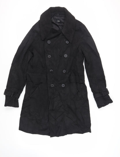 ASOS Mens Black Trench Coat Coat Size S Button
