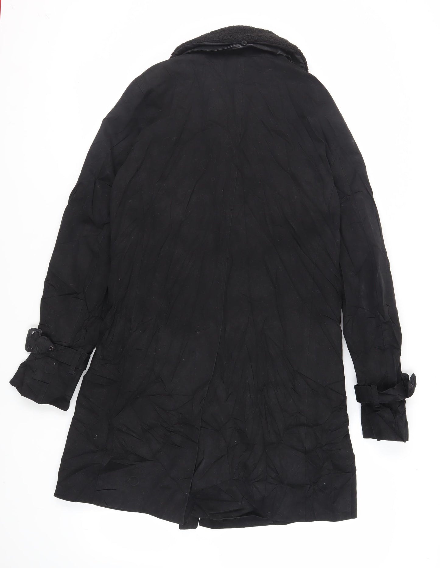 ASOS Mens Black Trench Coat Coat Size S Button