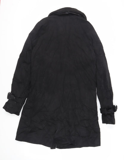 ASOS Mens Black Trench Coat Coat Size S Button