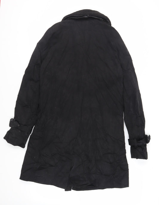 ASOS Mens Black Trench Coat Coat Size S Button