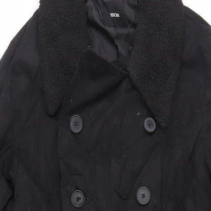 ASOS Mens Black Trench Coat Coat Size S Button