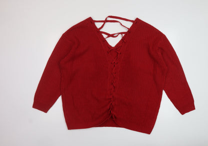 Womens UK Size 18 Brave Soul Red Pullover Jumper