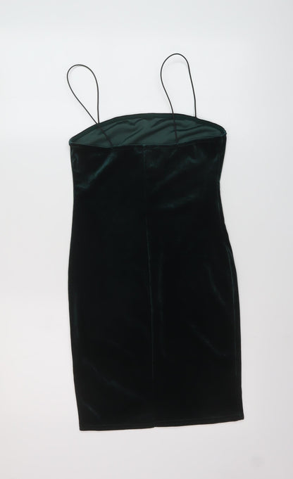 New Look Womens Green Polyester Mini Size 10 Square Neck Pullover