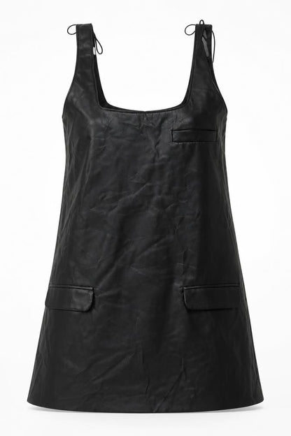 Zara Womens Black Polyurethane Mini Size XS Square Neck Pullover
