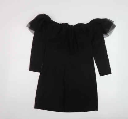 Zara Womens Black Polyester Mini Size S Square Neck Pullover
