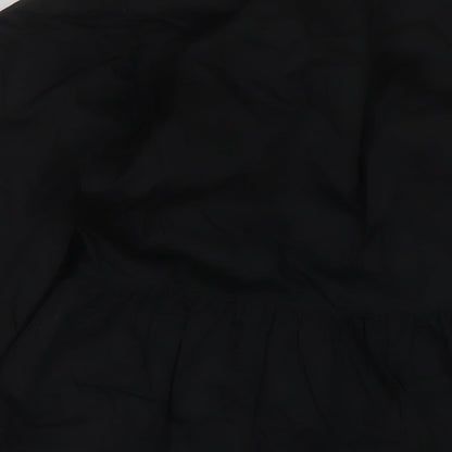 Zara Womens Black Cotton A-Line Size XS V-Neck Zip