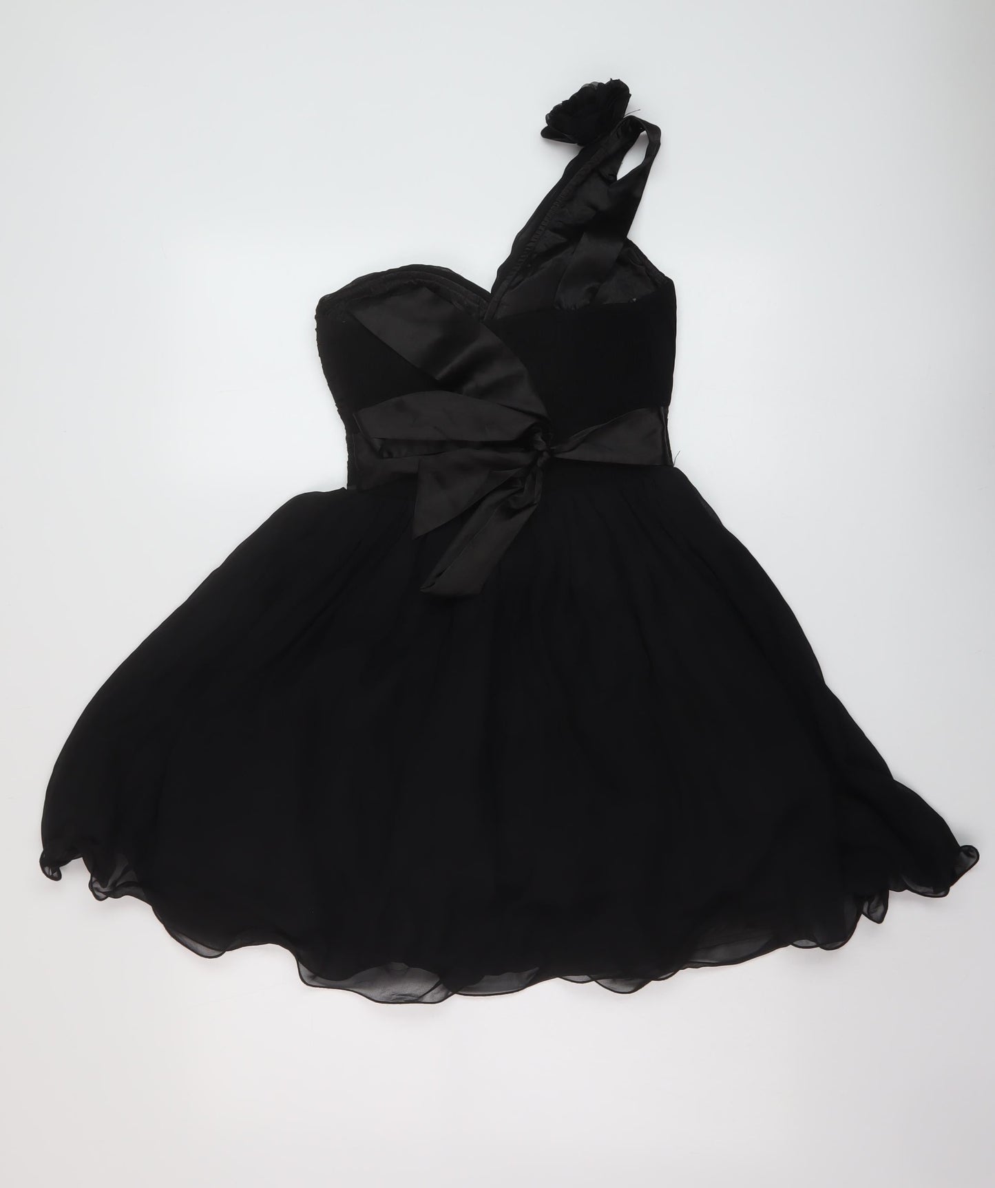 Little Mistress Womens Black Polyester Skater Dress Size 10 One Shoulder Zip