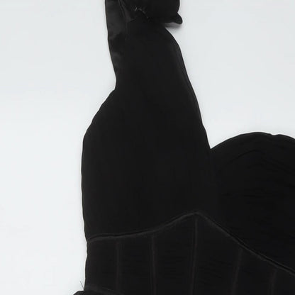 Little Mistress Womens Black Polyester Skater Dress Size 10 One Shoulder Zip