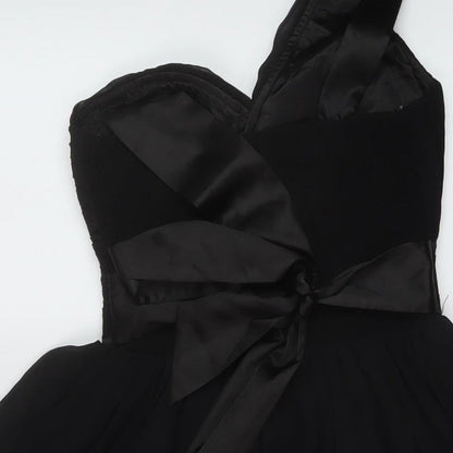 Little Mistress Womens Black Polyester Skater Dress Size 10 One Shoulder Zip