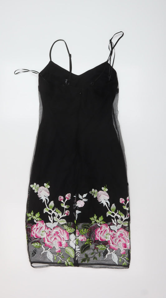 New Look Womens Black Polyester Sheath Size 6 Sweetheart Zip