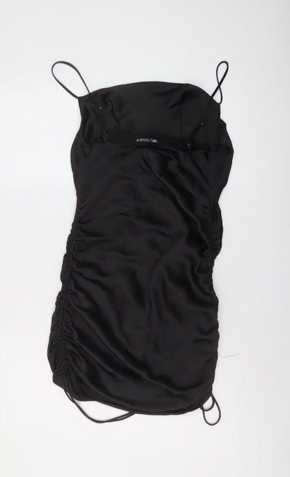 Zara Womens Black Polyester Mini Size S Cowl Neck Zip
