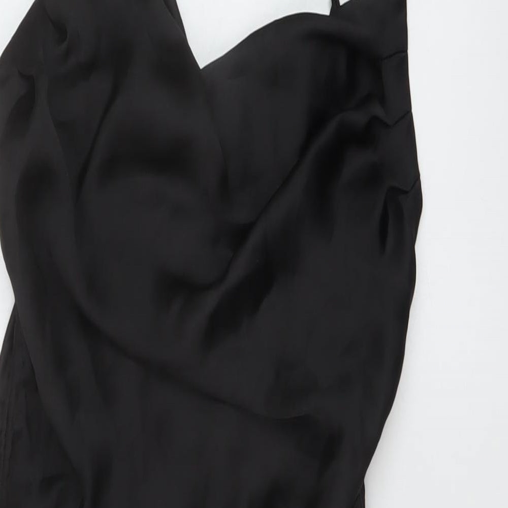 Zara Womens Black Polyester Mini Size S Cowl Neck Zip