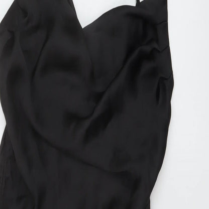 Zara Womens Black Polyester Mini Size S Cowl Neck Zip