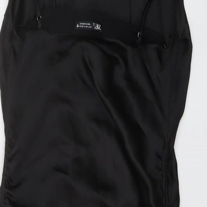Zara Womens Black Polyester Mini Size S Cowl Neck Zip