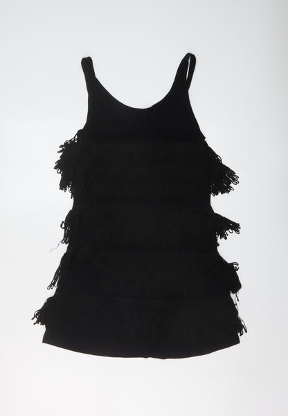 Topshop Womens Black Viscose Mini Size 10 Round Neck Pullover
