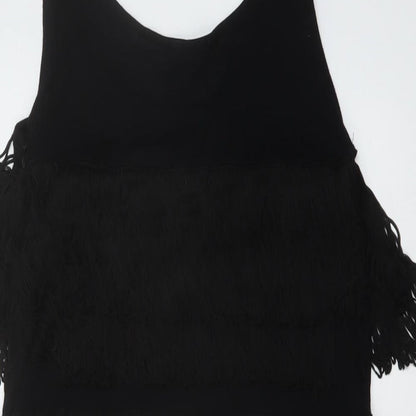 Topshop Womens Black Viscose Mini Size 10 Round Neck Pullover