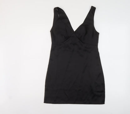 ASOS Womens Black Polyester Mini Size 4 V-Neck Zip
