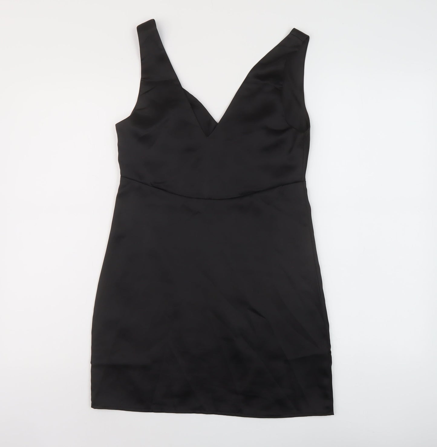 ASOS Womens Black Polyester Mini Size 4 V-Neck Zip