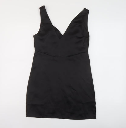 ASOS Womens Black Polyester Mini Size 4 V-Neck Zip