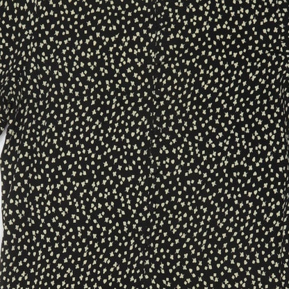 Topshop Womens Black Geometric Polyester A-Line Size 12 Round Neck Button