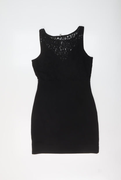 Ecote Womens Black Polyester Mini Size M Round Neck Pullover