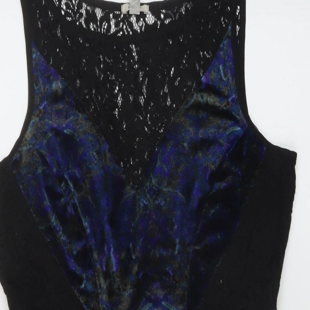 Ecote Womens Black Polyester Mini Size M Round Neck Pullover