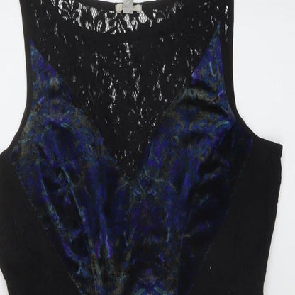 Ecote Womens Black Polyester Mini Size M Round Neck Pullover