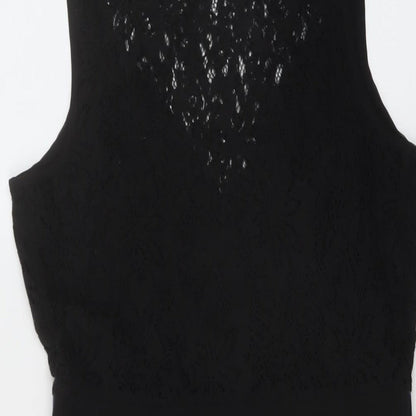 Ecote Womens Black Polyester Mini Size M Round Neck Pullover