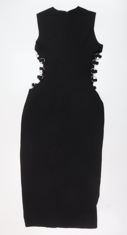 Zara Womens Black Polyester Maxi Size M Round Neck Zip