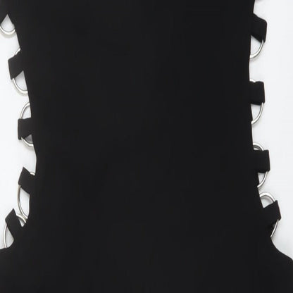 Zara Womens Black Polyester Maxi Size M Round Neck Zip