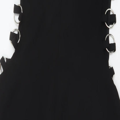 Zara Womens Black Polyester Maxi Size M Round Neck Zip
