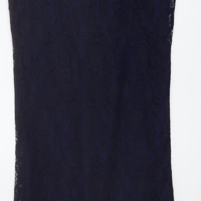 New Look Womens Blue Polyamide Bodycon Size 8 Round Neck Zip