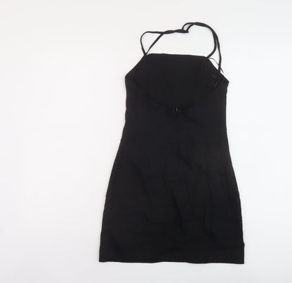 Zara Womens Black Polyester Mini Size S Square Neck Zip